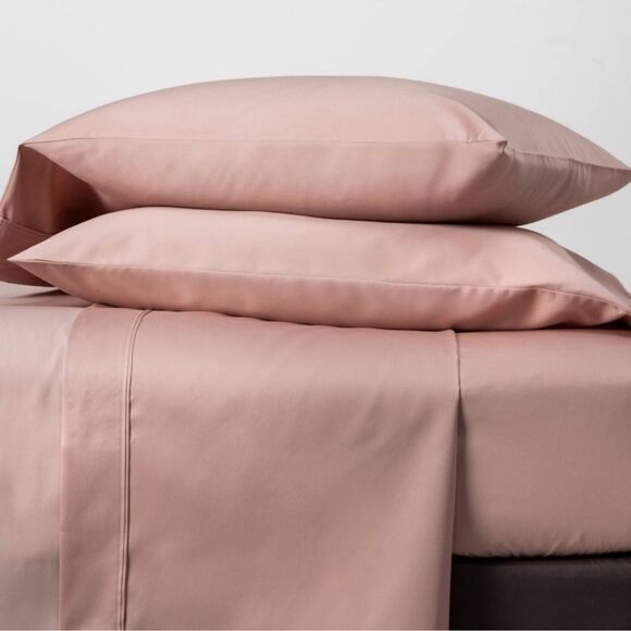 Twin/Twin XL 500 Thread Count Tri-Ease Solid Sheet Set Blush - Threshold™ - Picture 1 of 6